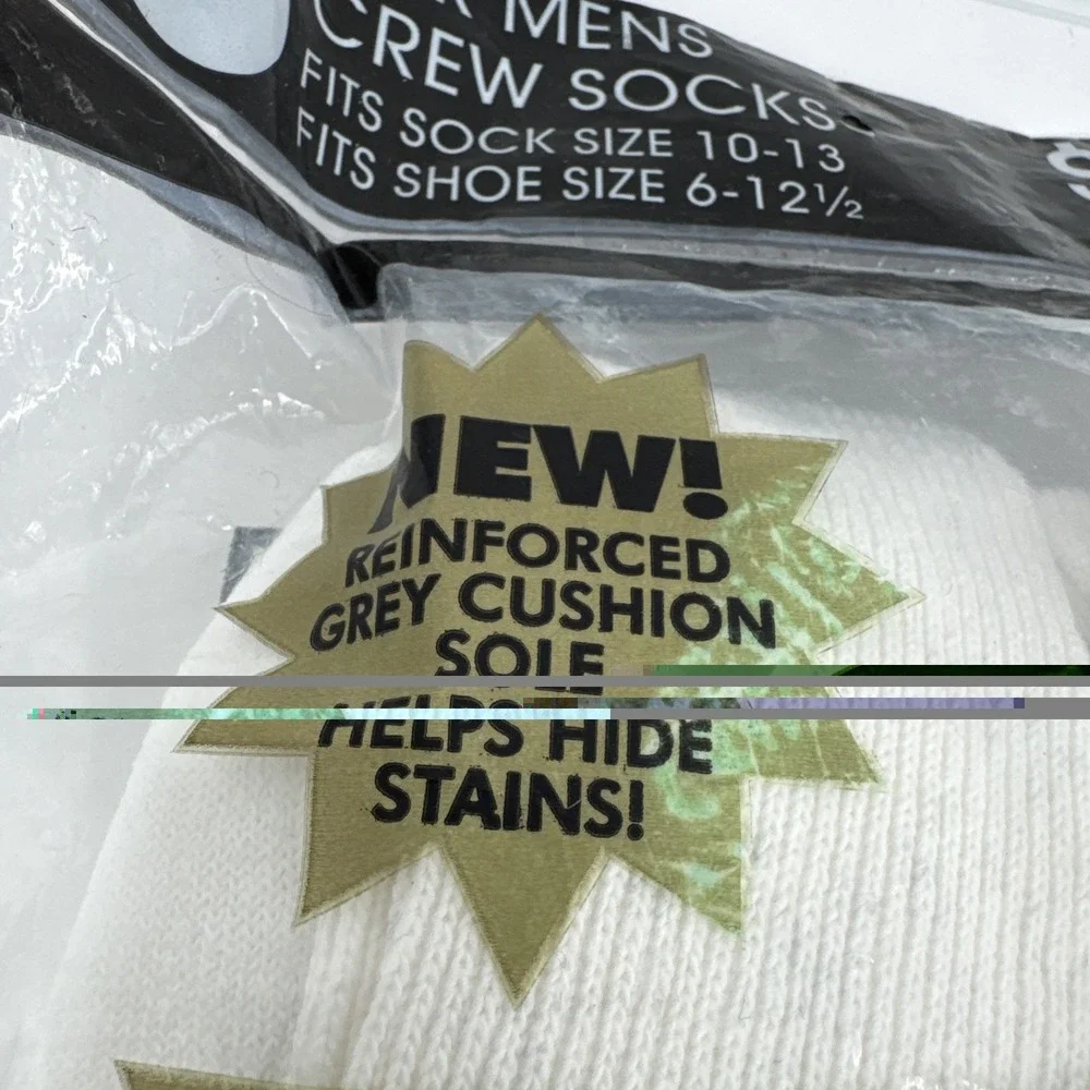 VTG NOS McGregor White Crew Socks 6 Pair Cotton Blend Striped Men 10 13 USA‎ NEW